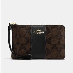 COACH Corner Zip Wristlet In Signature Canvas